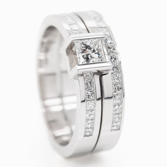 Andrew Geoghegan 'Box Highlight' Ring Set - 0.25ct G/Vs Princess-Cut Diamond - 18ct White Gold